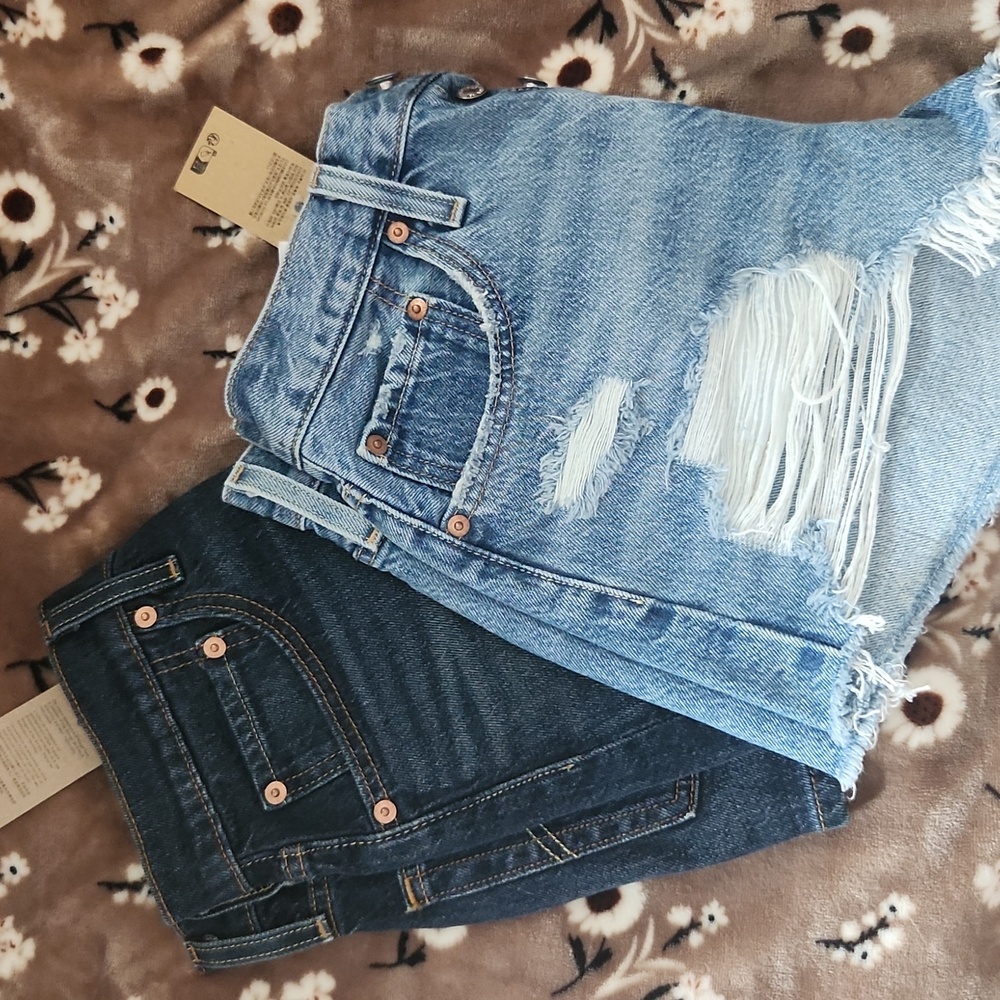 Levi's 501 Dark and Light Blue Denim Shorts